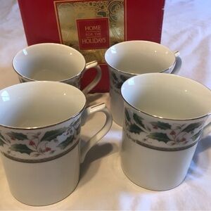 Holiday Mugs with gold trim